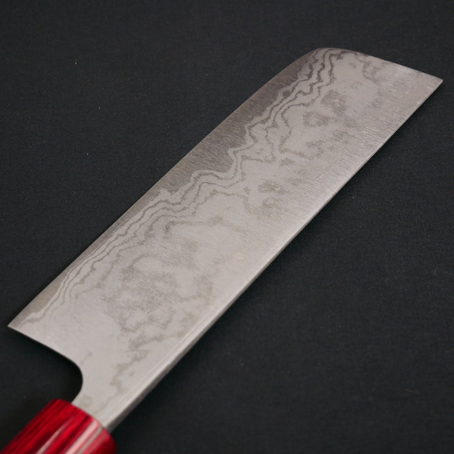 White#2 Carbon Steel Damascus Nakiri Magnolia Handle