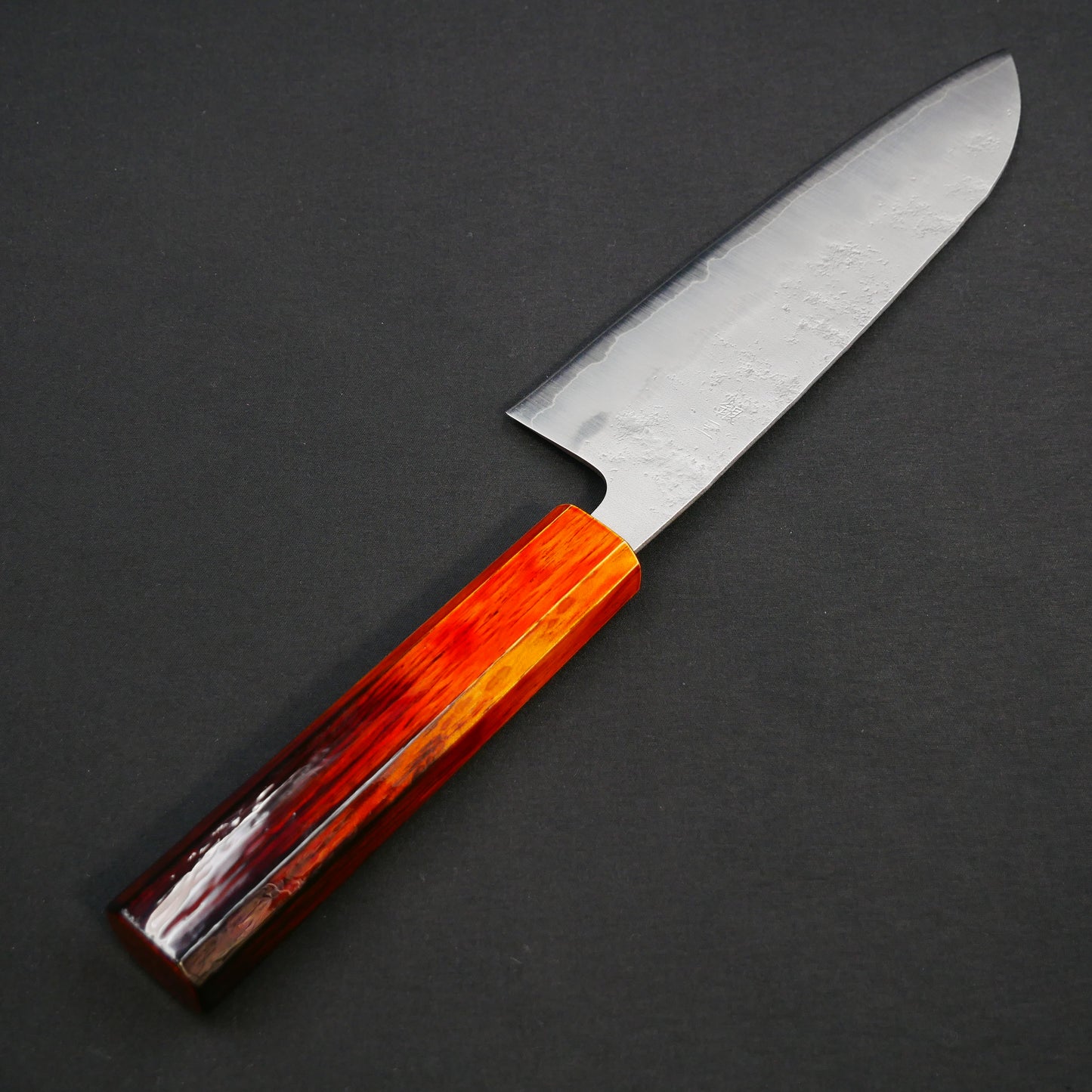 Silver#3 Stainless Steel Nashiji Santoku Oak Urushi Octagonal Handle