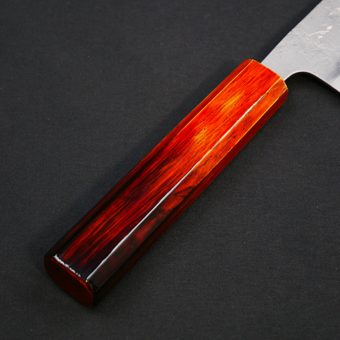 Silver#3 Stainless Steel Nashiji Santoku Oak Urushi Octagonal Handle