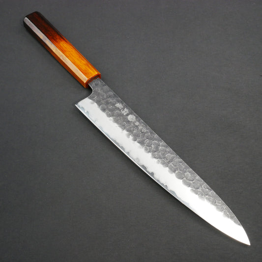 Molybdenum Vanadium Steel Kurouchi Tsuchime Gyuto Oak Urushi Octagonal Handle