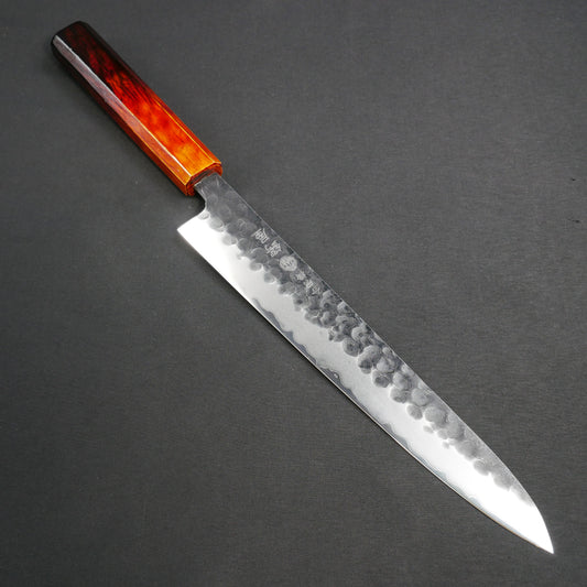 モリブデンバナジウム鋼 黒打 鎚目 筋引 樫漆八角柄