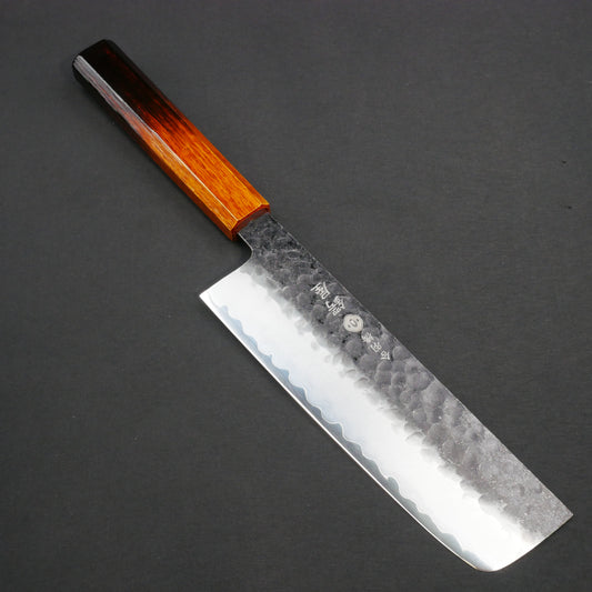 Molybdenum Vanadium Steel Kurouchi Tsuchime Nakiri Oak Urushi Octagonal Handle