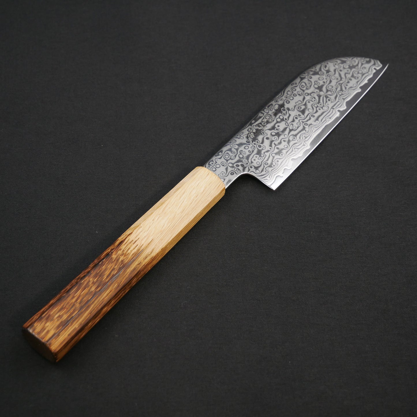 Molybdenum Vanadium Steel 67Layers Damascus Double Bevel Mentori Oak Octagonal Handle