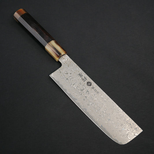 Molybdenum Vanadium Steel 67Layers Damascus Nakiri Ebony Octagonal Handle