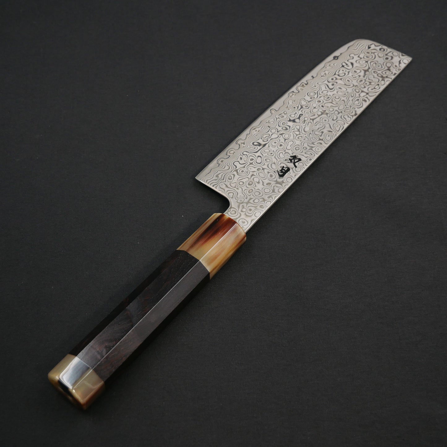 モリブデンバナジウム鋼 67層 ダマスカス 菜切 黒檀八角柄