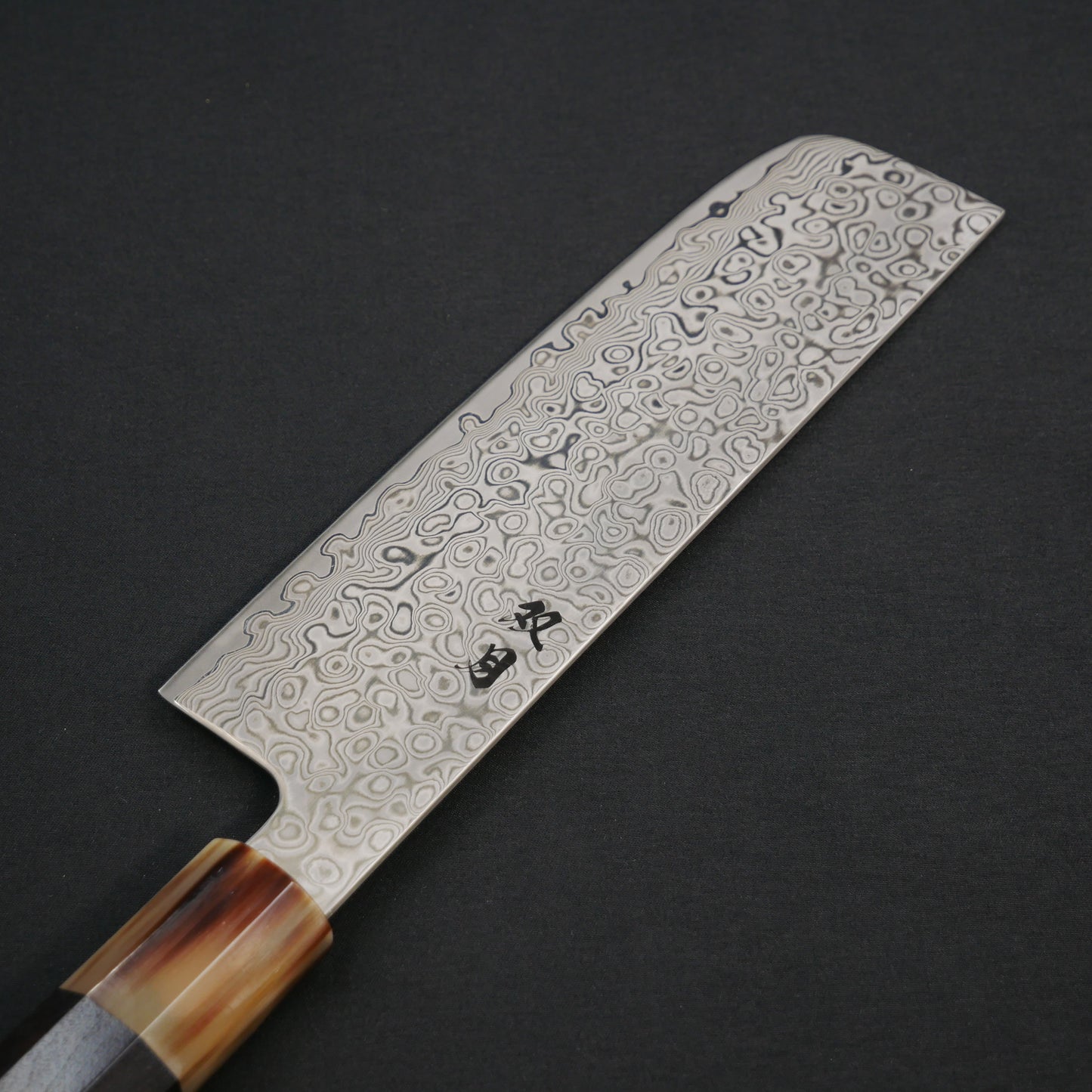 モリブデンバナジウム鋼 67層 ダマスカス 菜切 黒檀八角柄