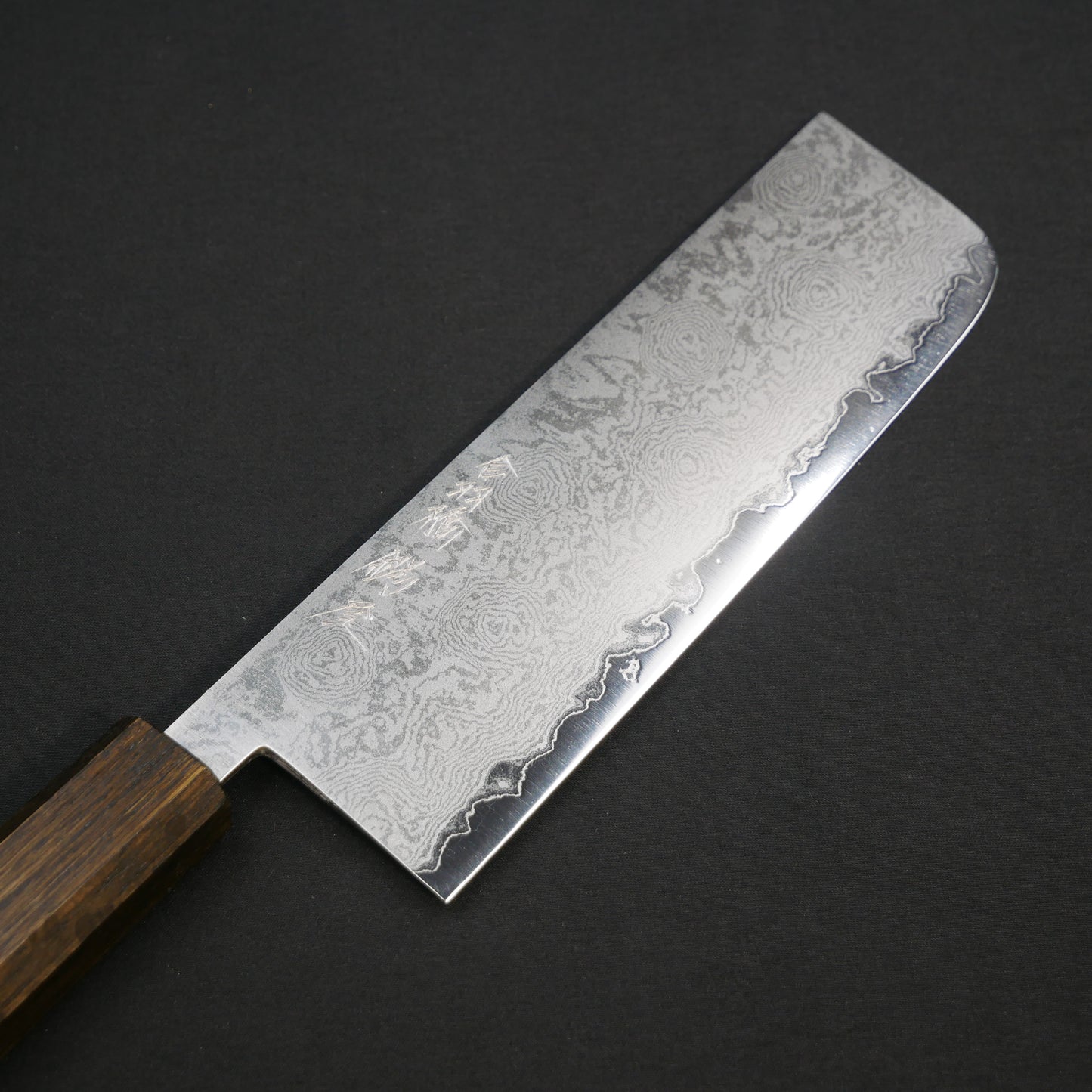 Silver#3 Stainless Steel Damascus Nakiri Oak Octagonal Handle