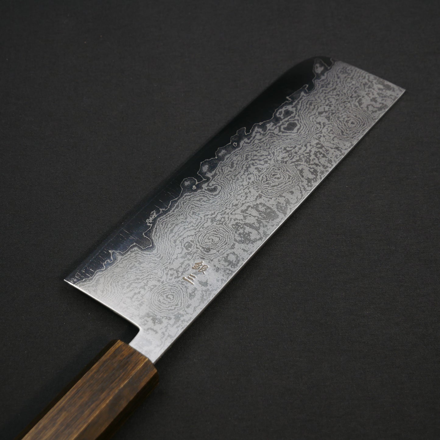 Silver#3 Stainless Steel Damascus Nakiri Oak Octagonal Handle