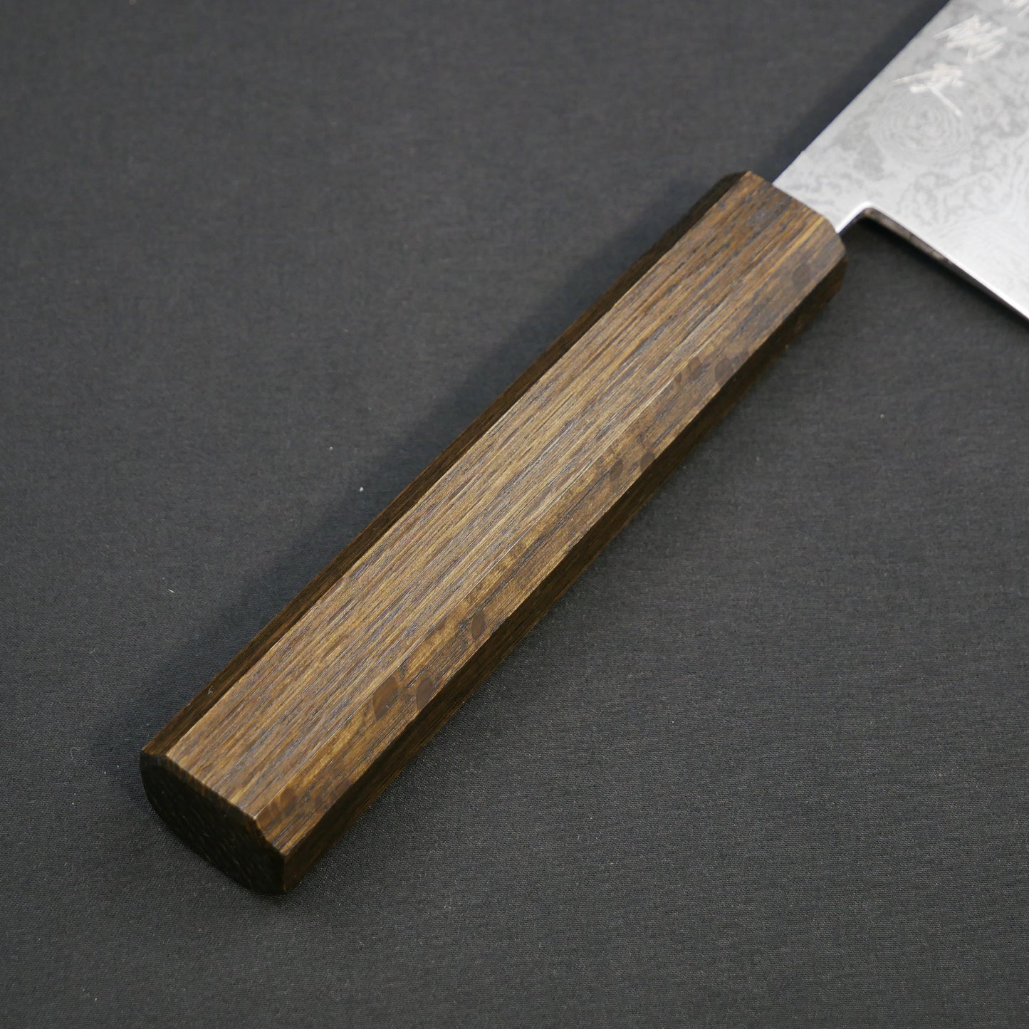 Silver#3 Stainless Steel Damascus Nakiri Oak Octagonal Handle