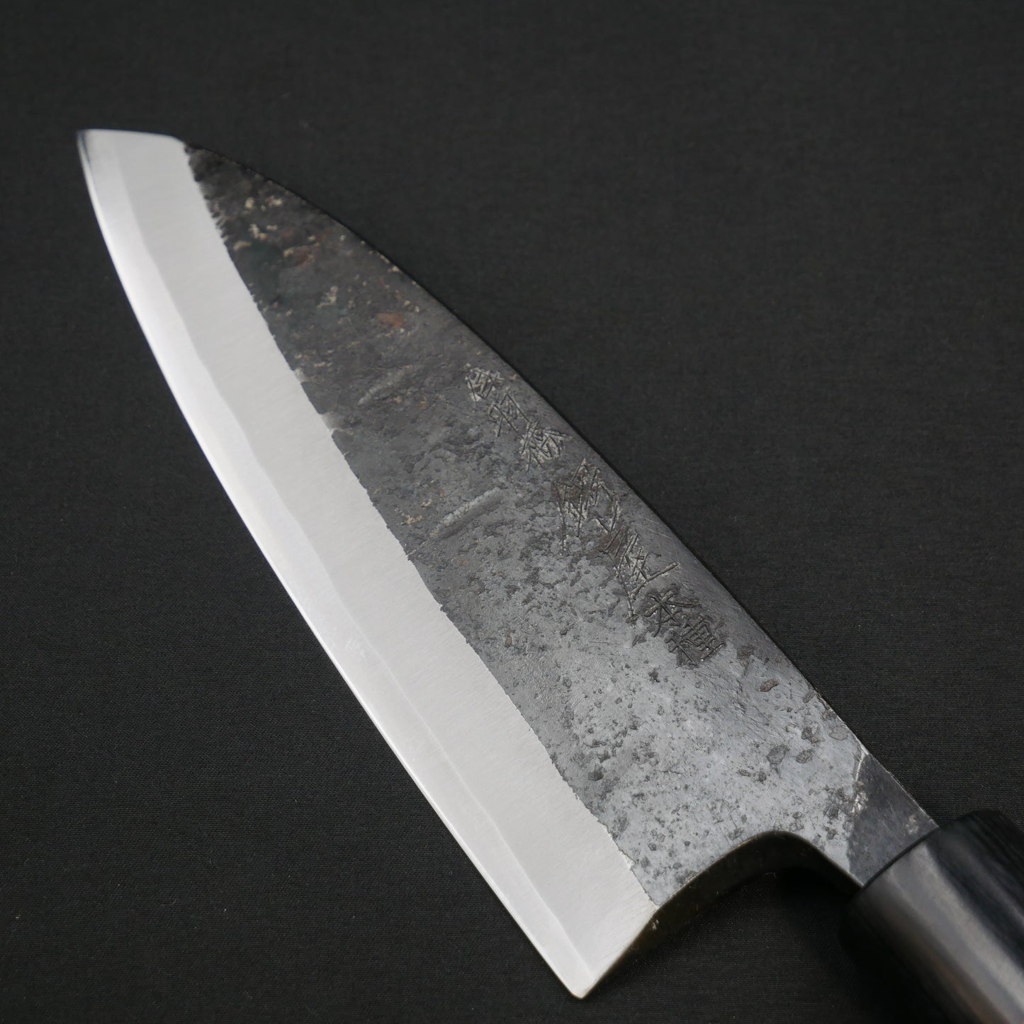 左刃 本種子島 青二鋼 黒打 出刃 紫檀柄