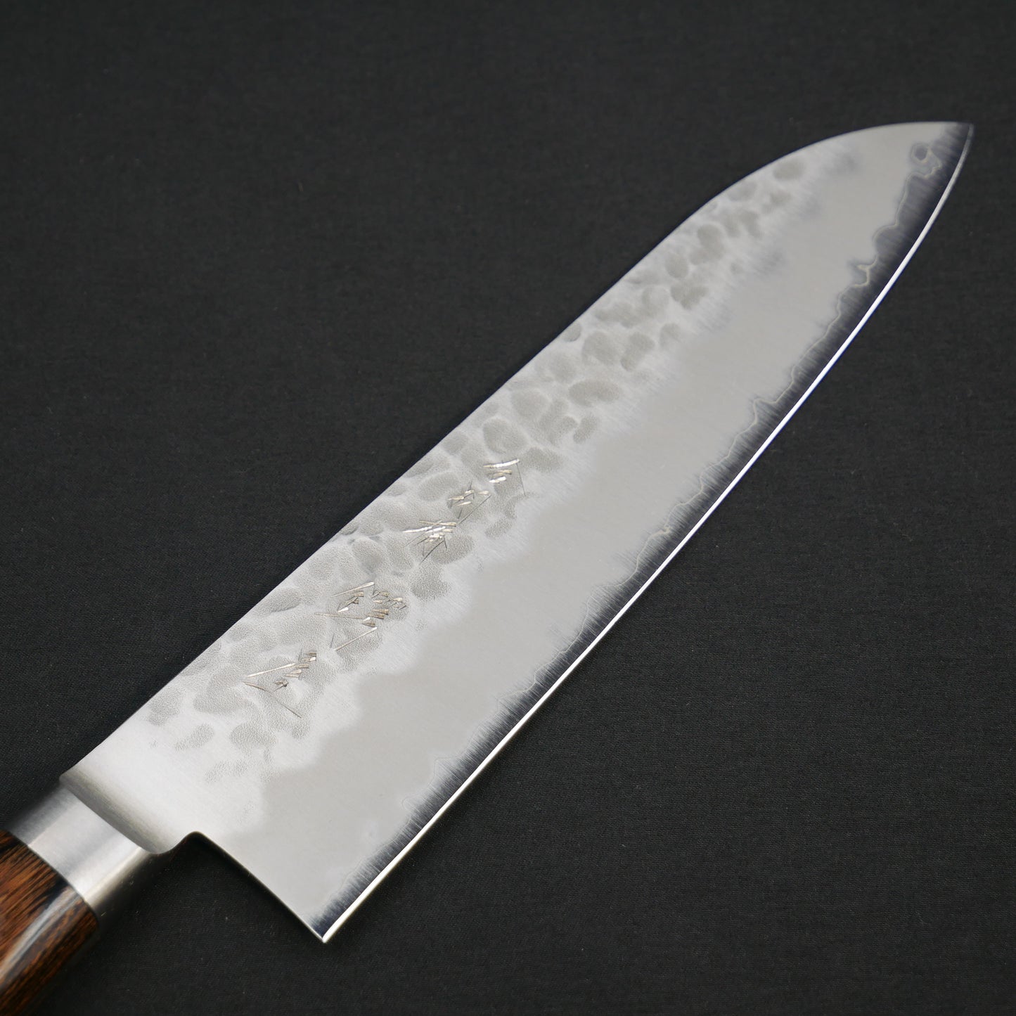 BlueSuper Carbon Steel Tsuchime StainlessClad Santoku