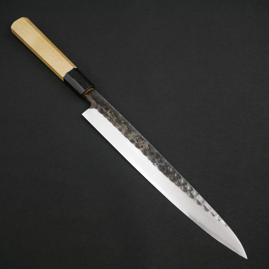 青二鋼 黒打 鎚目 柳刃 朴八角柄