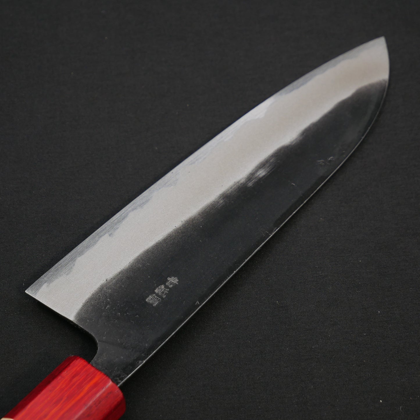 Blue#2 Carbon Steel Kurouchi Santoku Walnut Octagonal Handle