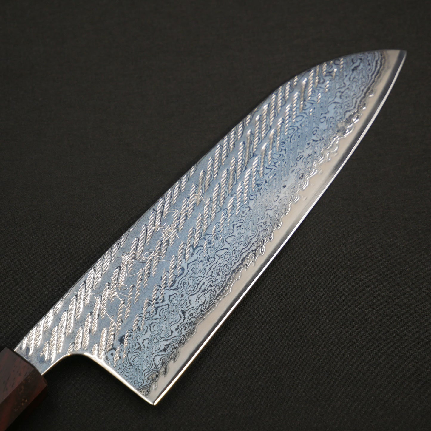 AUS10 Nawame Damascus Santoku Elm Octagonal Handle