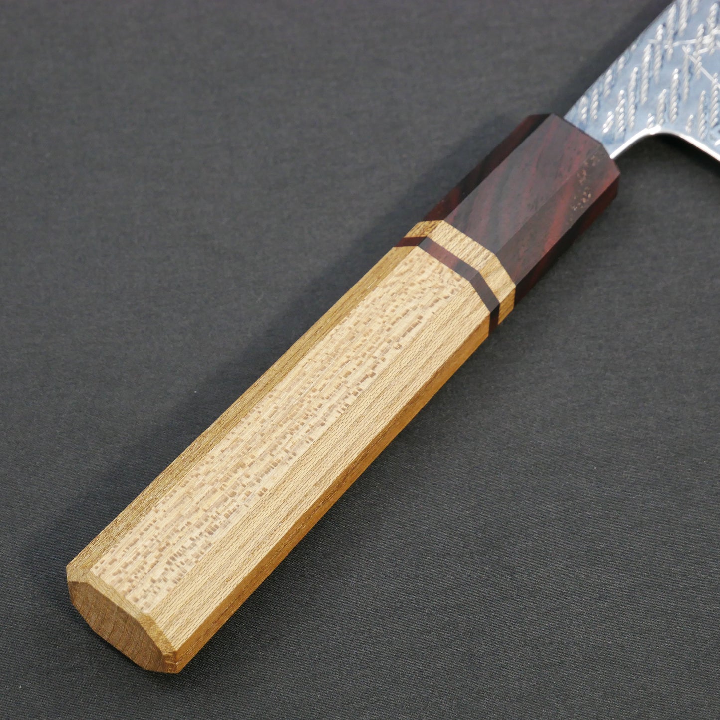 AUS10 Nawame Damascus Santoku Elm Octagonal Handle