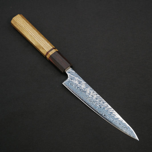 AUS10 Nawame Damascus Petty Elm Octagonal Handle