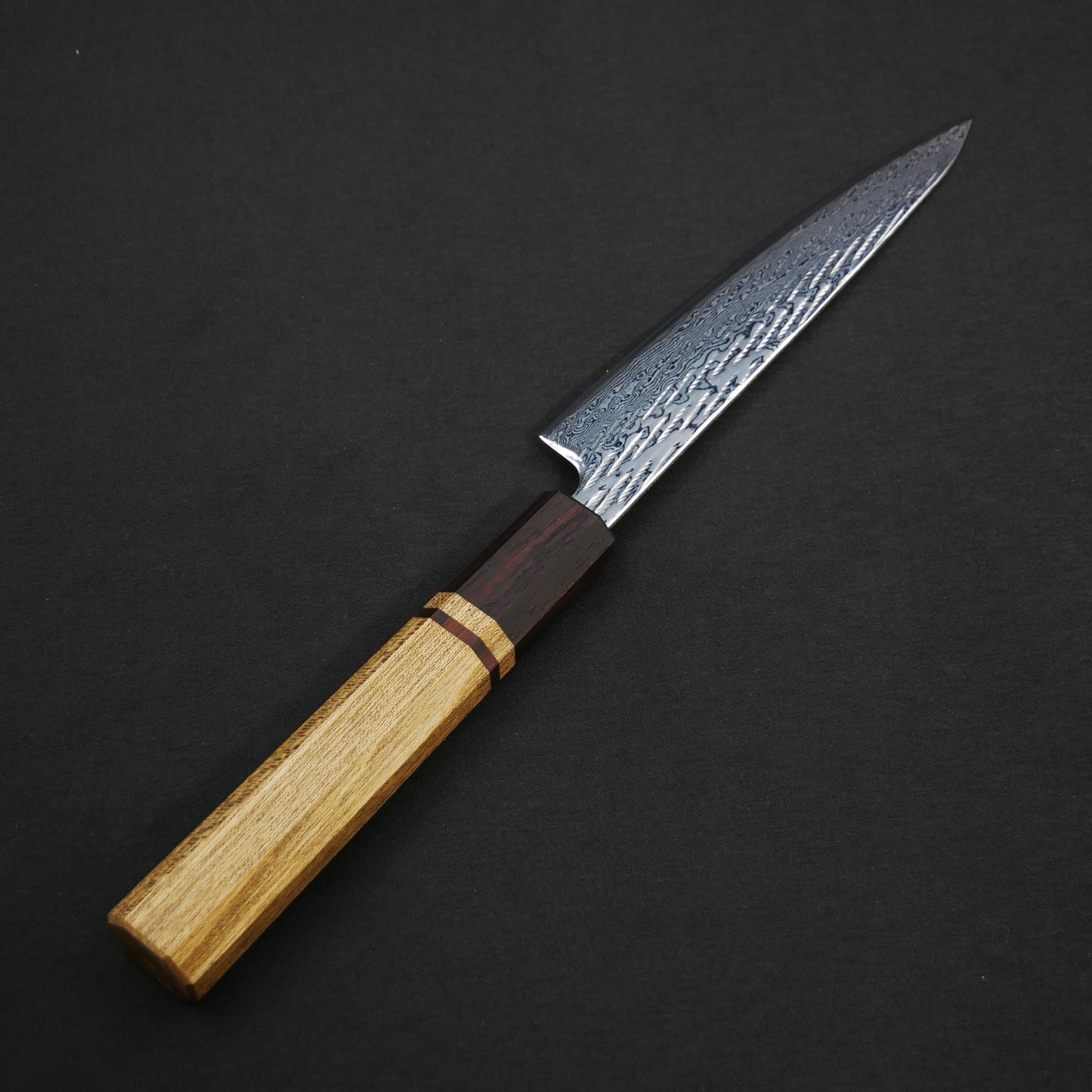 AUS10 Nawame Damascus Petty Elm Octagonal Handle