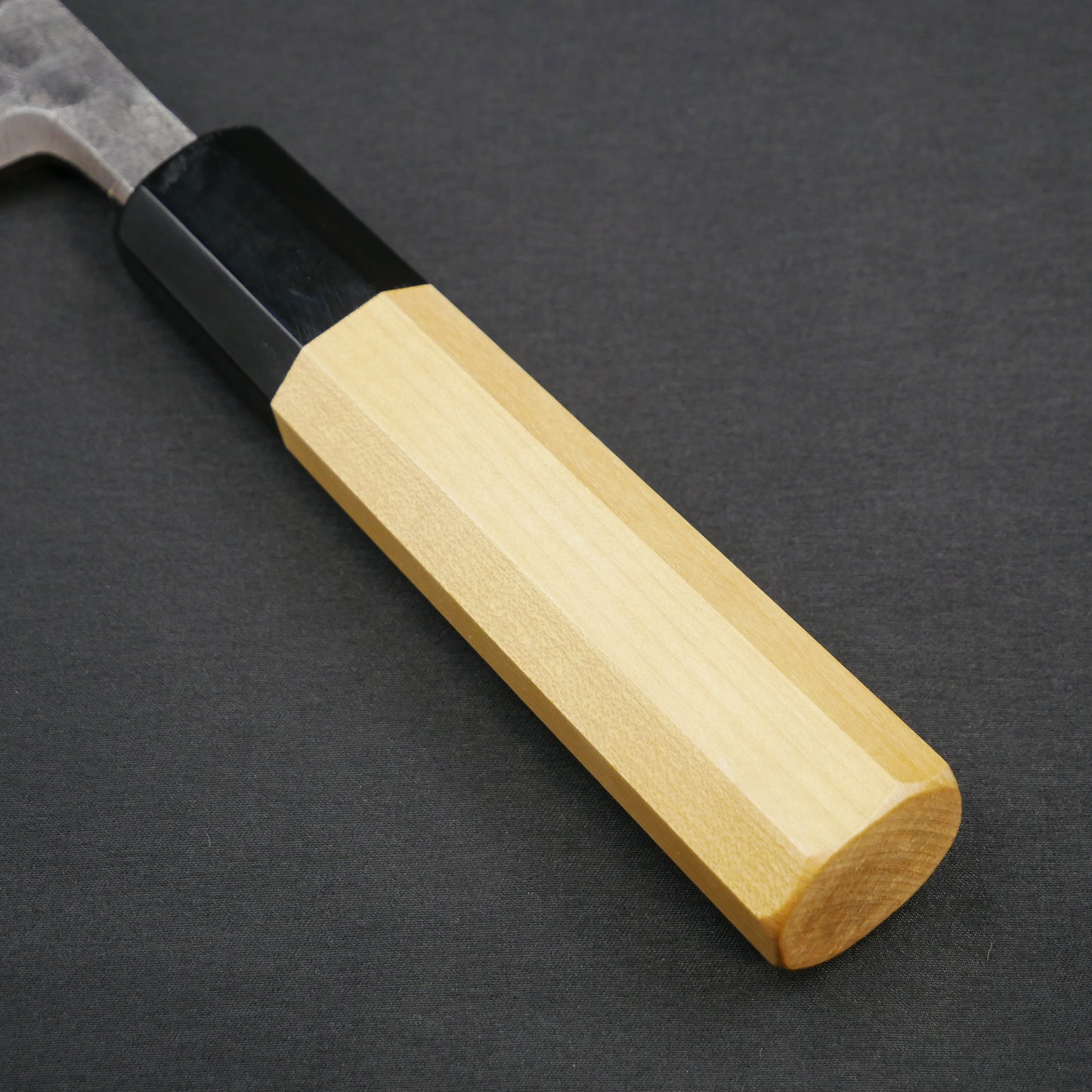 White#2 Carbon Steel Kurouchi Tsuchime Deba Magnolia Octagonal Handle (For Left-Handed)