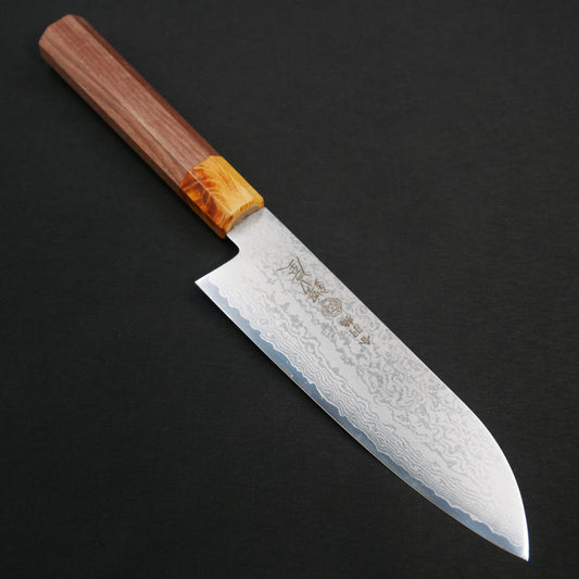 VG10 Damascus Santoku Walnut Octagonal Handle