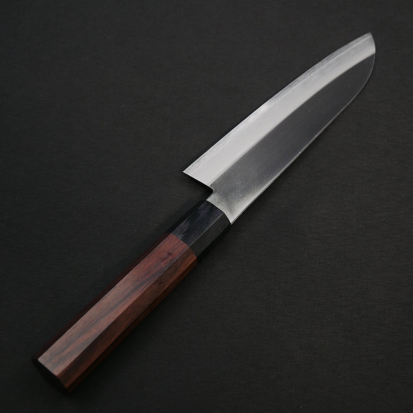 BlueSuper Carbon Steel StainlessClad Santoku Rosewood Octagonal Handle