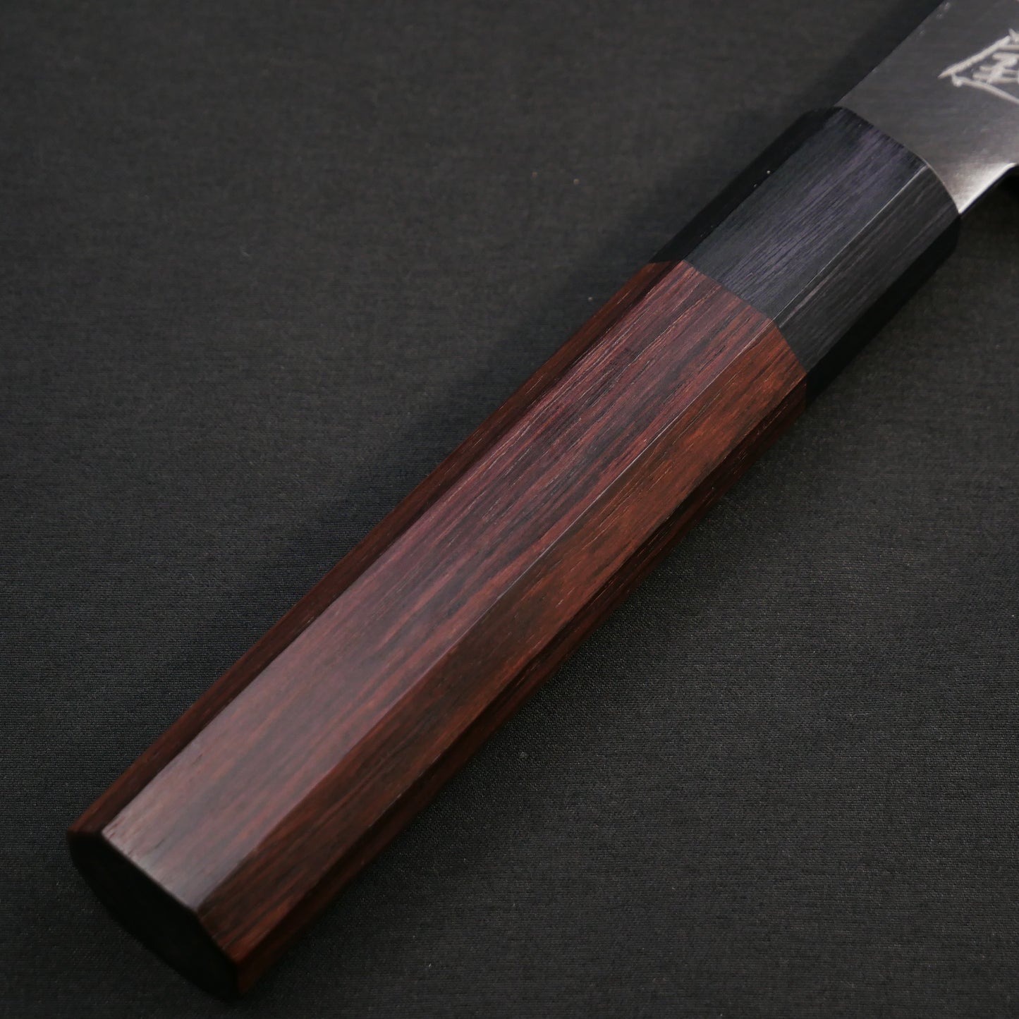 BlueSuper Carbon Steel StainlessClad Santoku Rosewood Octagonal Handle
