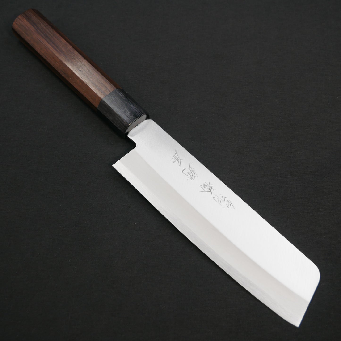BlueSuper Carbon Steel StainlessClad Nakiri Rosewood Octagonal Handle