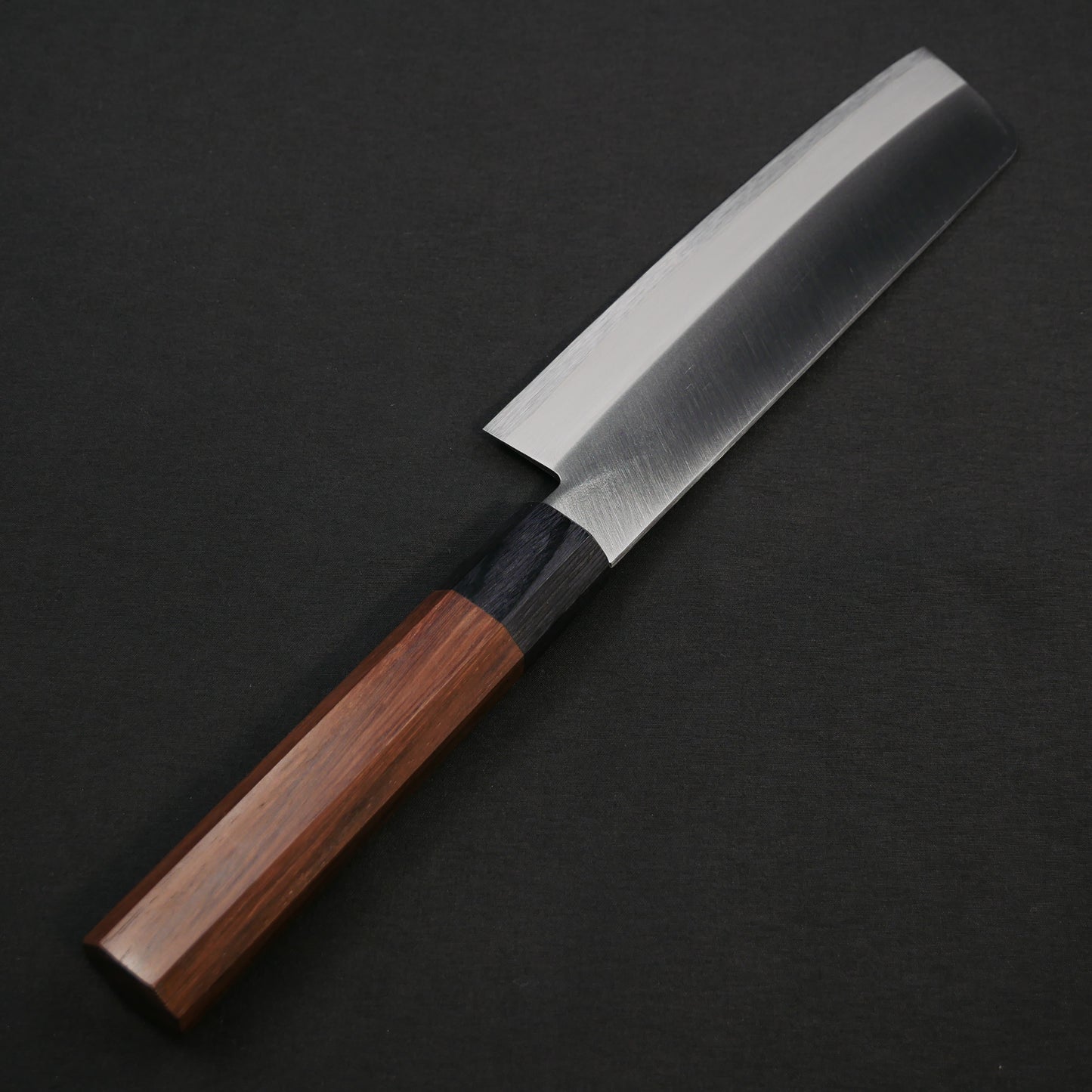 BlueSuper Carbon Steel StainlessClad Nakiri Rosewood Octagonal Handle