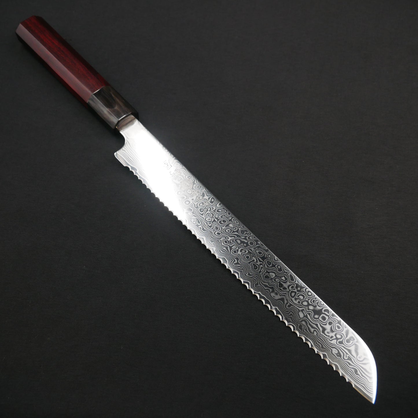 Cobalt Steel Damascus Bread Knife Satine Octagonal Handle
