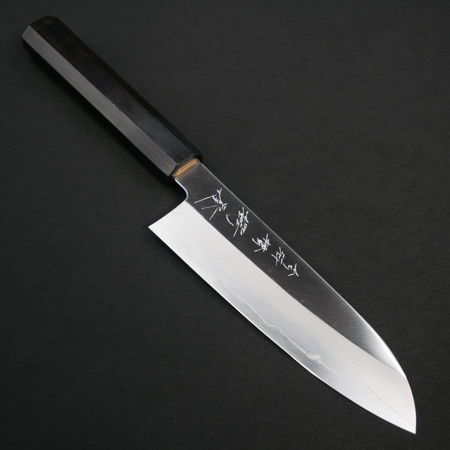 Silver#3 Stainless Steel Santoku Ebony Octagonal Handle