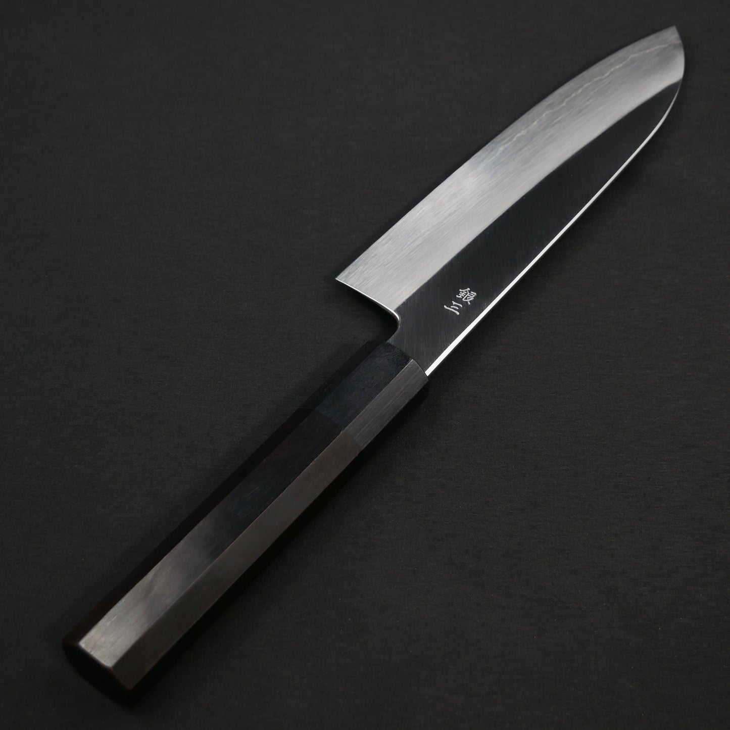 Silver#3 Stainless Steel Santoku Ebony Octagonal Handle