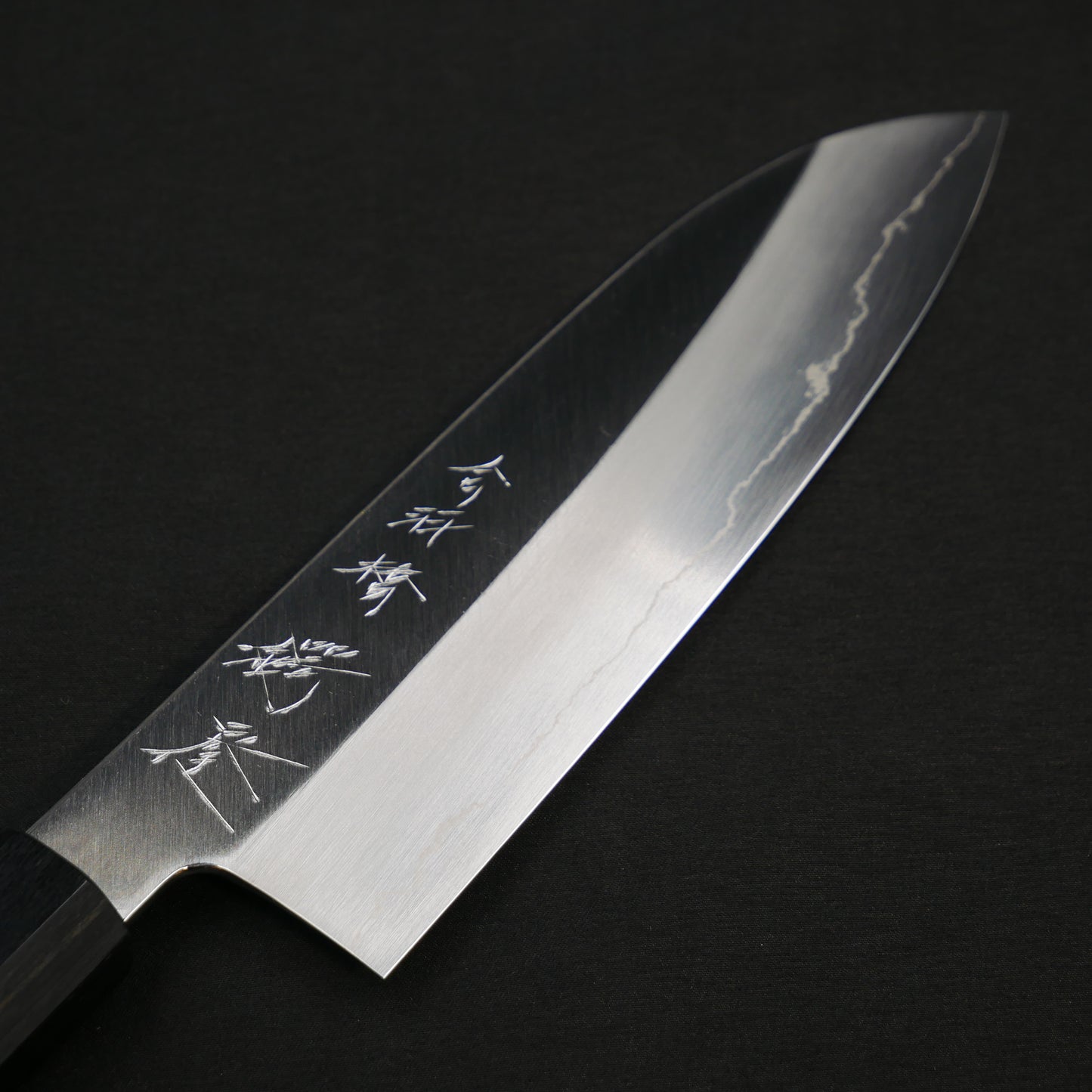 Silver#3 Stainless Steel Santoku Ebony Octagonal Handle