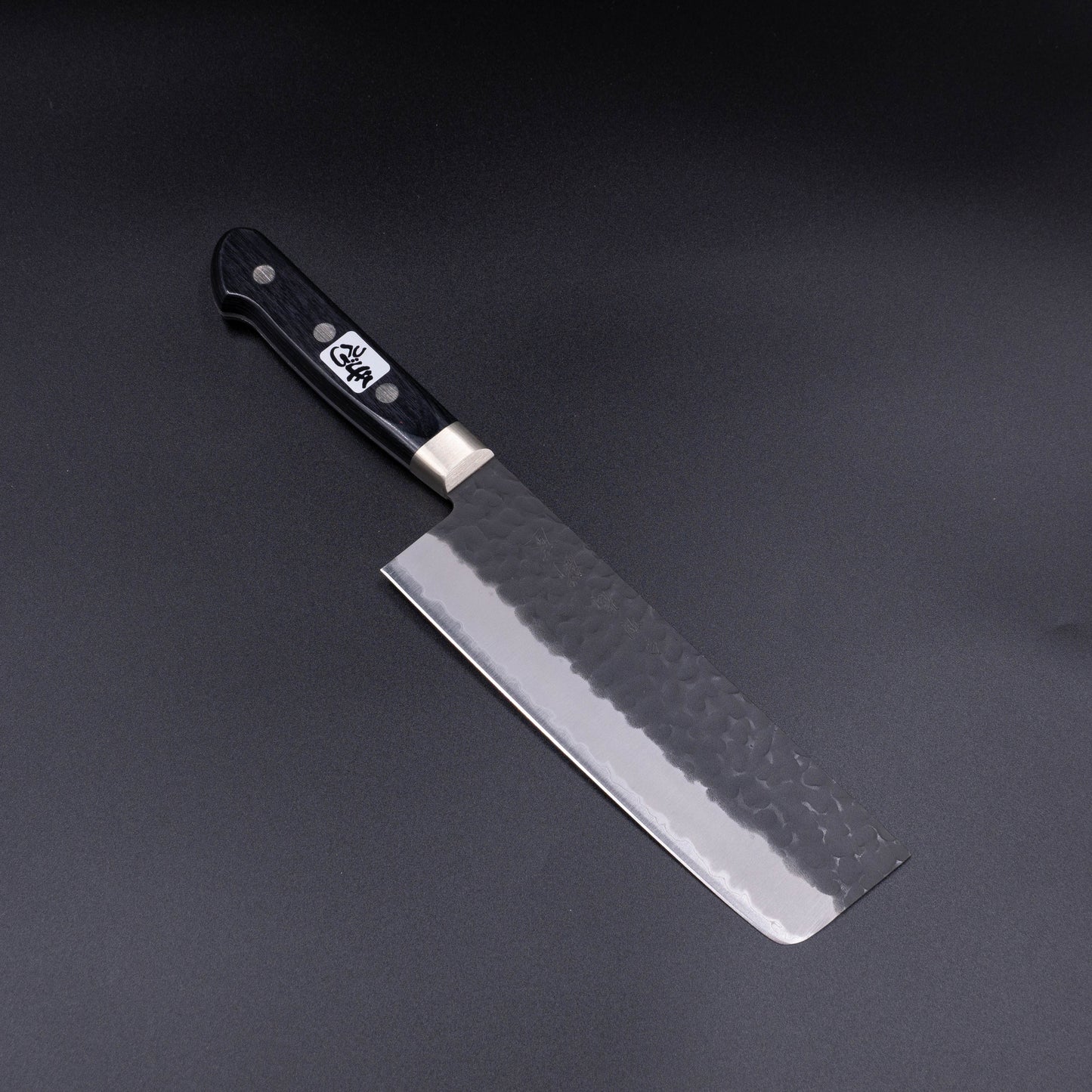 BlueSuper Carbon Steel Kurouchi Tsuchime StainlessClad Nakiri