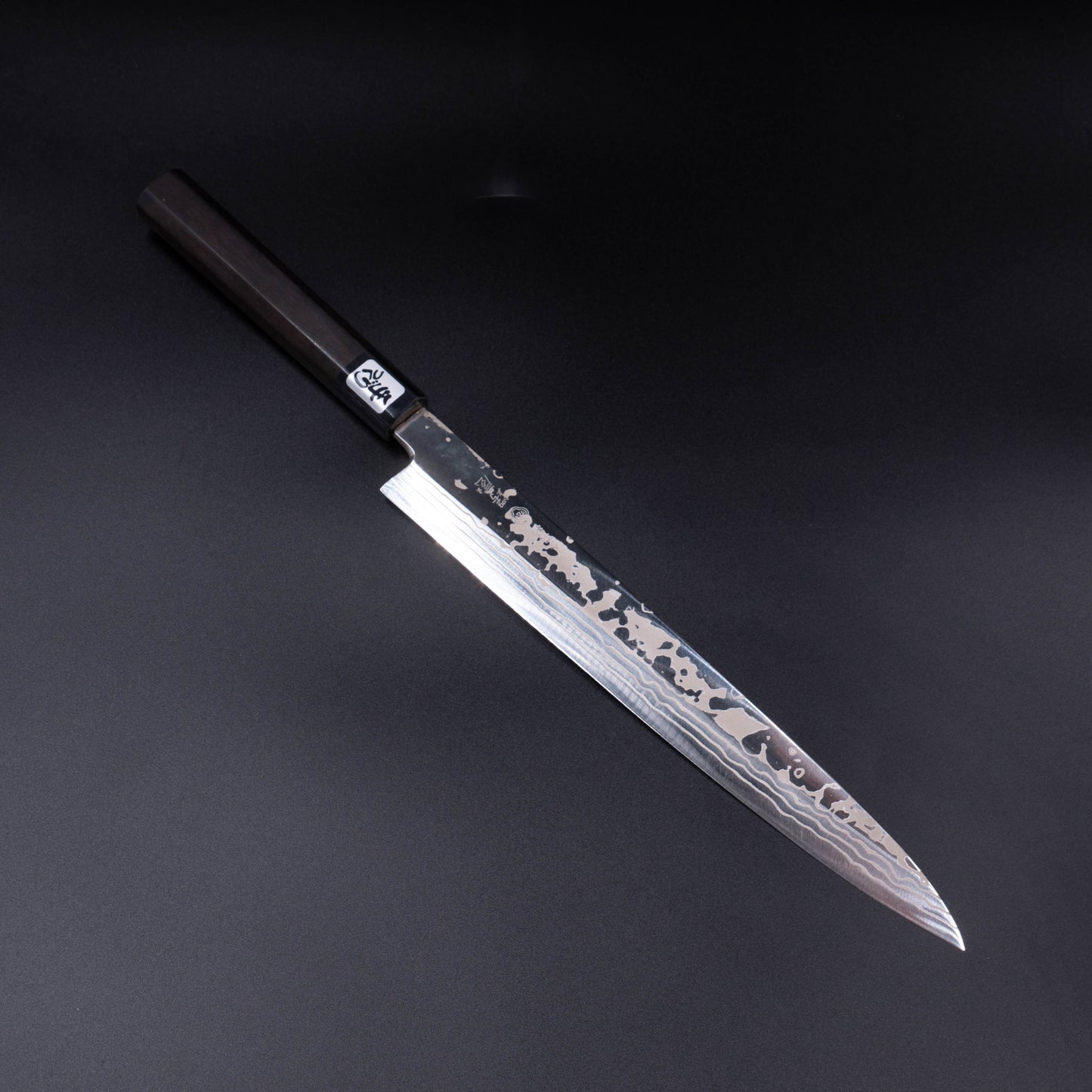 Yoshida Hamono ZDP189 Damascus Yanagiba Ebony Octagonal Handle