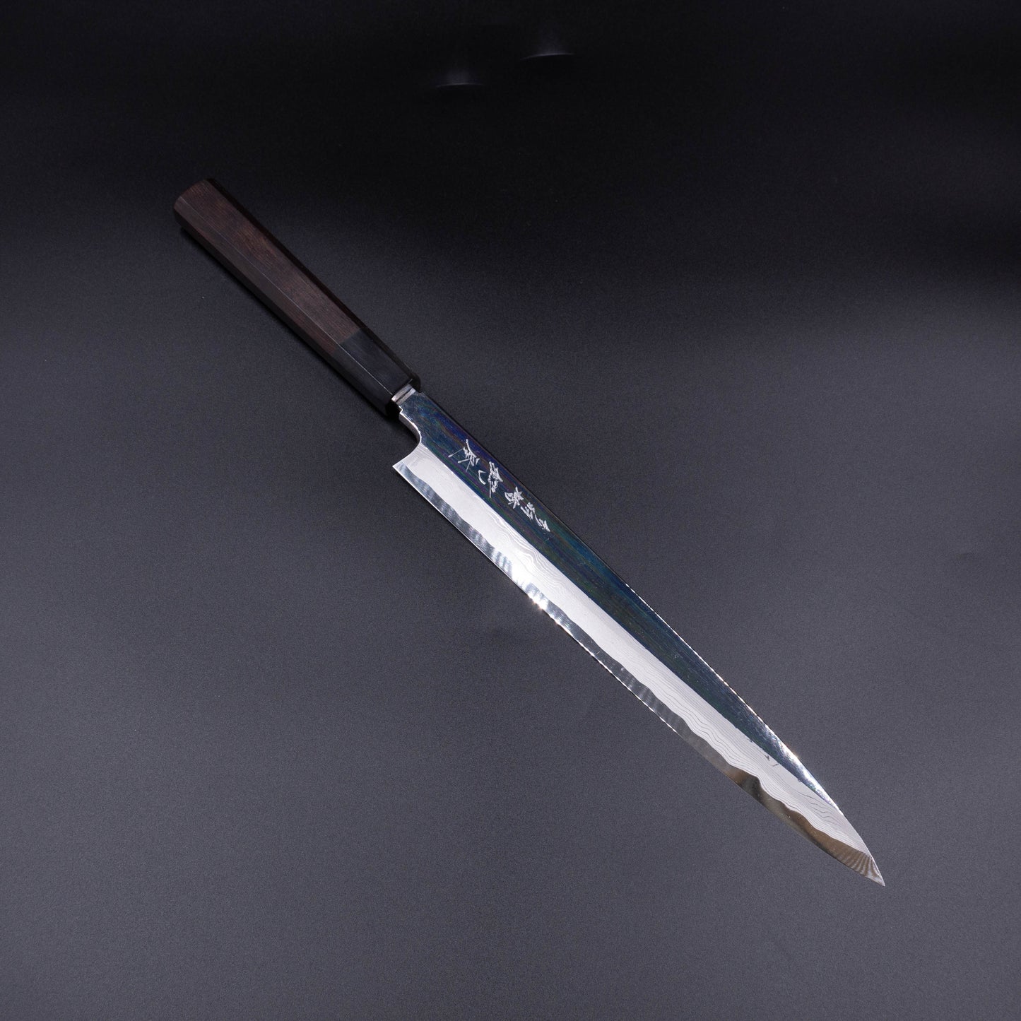 "Enmon" White#1 Carbon Steel Suminagashi Yanagiba Ebony Octagonal Handle