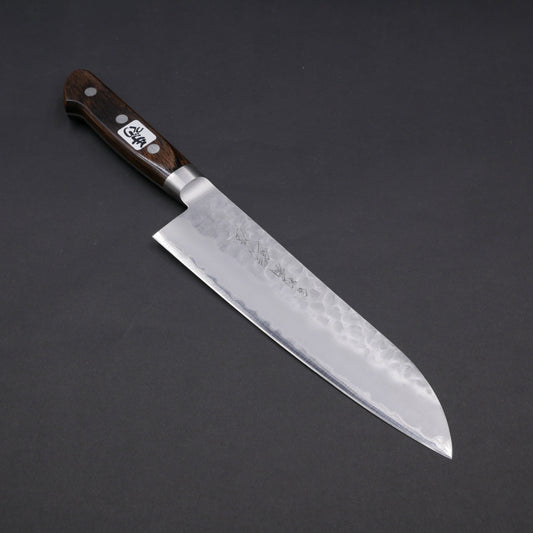 BlueSuper Carbon Steel Tsuchime StainlessClad Santoku