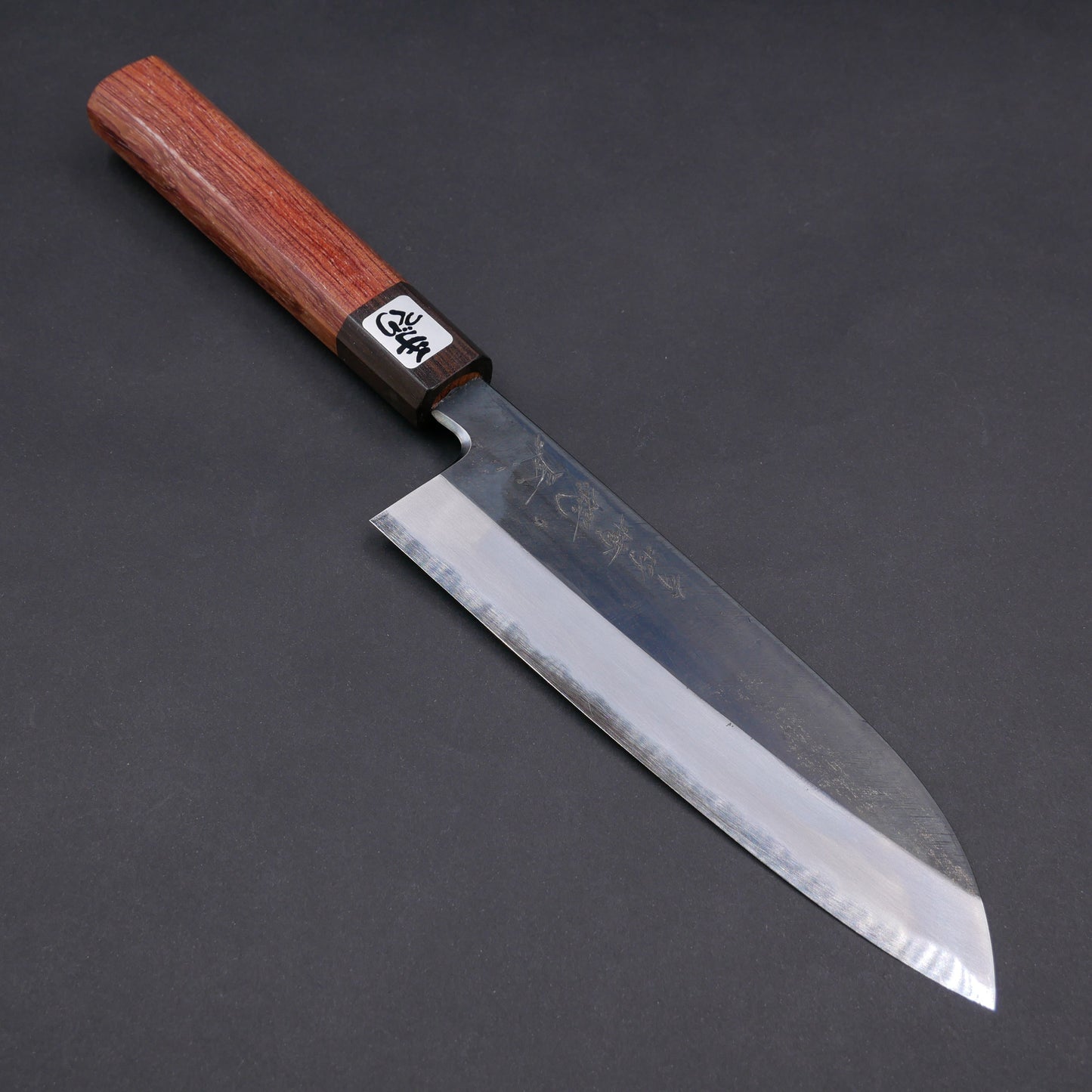 Blue#1 Carbon Steel Kurouchi Santoku Bubinga Octagonal Handle