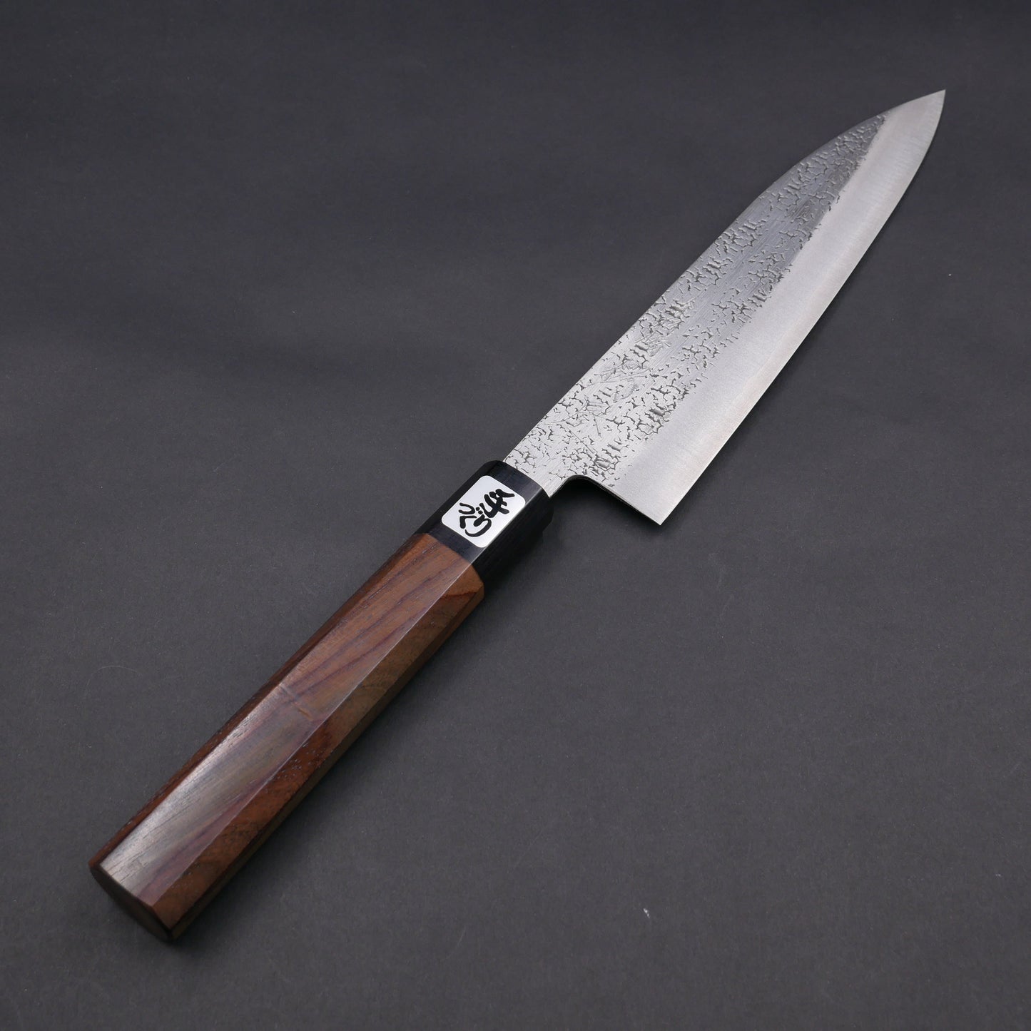 BlueSuper Carbon Steel Tsuchime StainlessClad Gyuto Rosewood Octagonal Handle