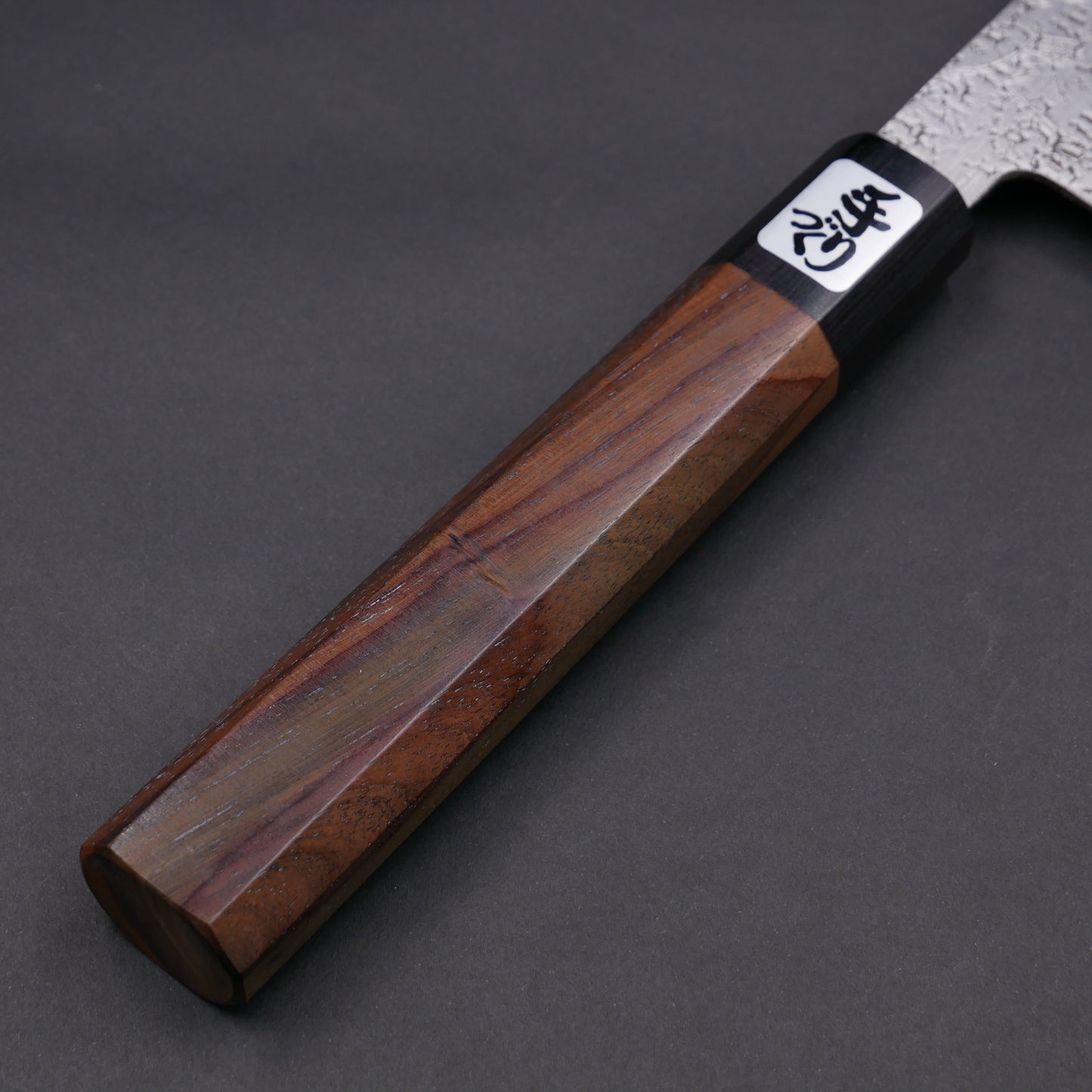 BlueSuper Carbon Steel Tsuchime StainlessClad Gyuto Rosewood Octagonal Handle